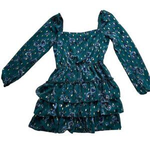 Floral Long Sleeve Tiered Dress